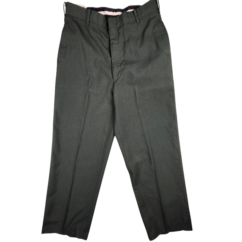 DSCP Trousers Mens Dress 32R (31X26.5) Green Army Serge Poly Wool AG-489 Uniform